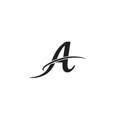 Vector art of elegant letter a with a stylish swoosh, isolated on white background
