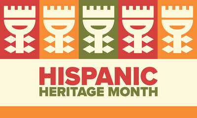 National Hispanic Heritage Month in September and October. Hispanic and Latino Americans culture. Celebrate annual in United States. Poster, card, banner and background. Vector illustration