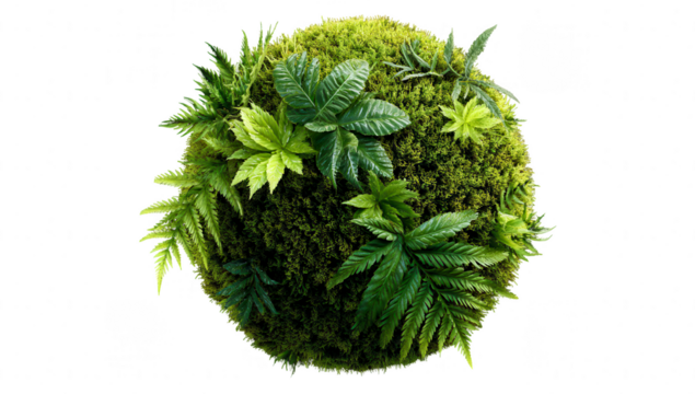 Earth globe covered in lush greenery