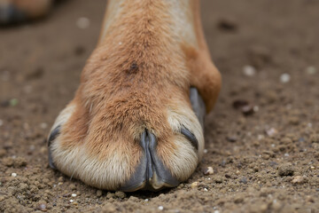 Close Up of Animal Paw on Ground with Fur Detail