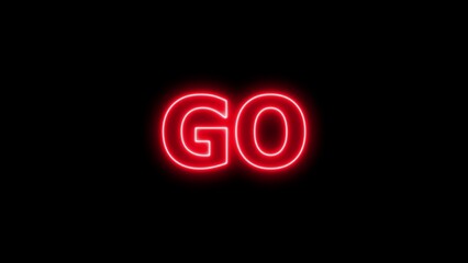 Red Neon G O Text on Black Background sign