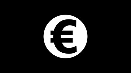 White Euro Symbol Inside a Circle on Black Background