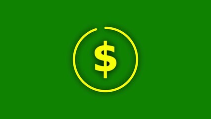 Yellow Dollar Sign Inside Circle on Green Background