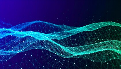 Abstract wave pattern of connected lines and points