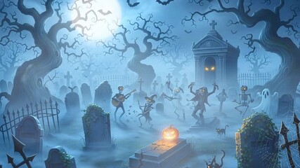 spooky halloween night scene	 - Powered by Adobe