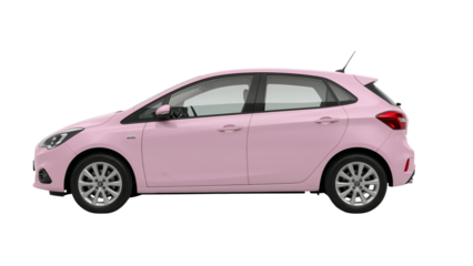 Modern Pink Hatchback Isolated on Transparent Background for Design Projects