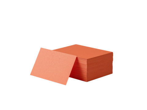 Stack of vibrant salmon colored memo sheets with a minimalist transparent background for creative - Powered by Adobe