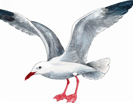 watercolor seagull isolated on white background