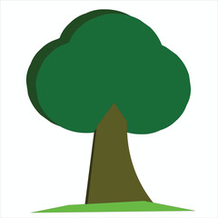 Green tree scene illustration element vector file
