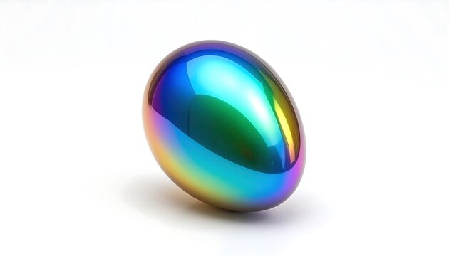 Colorful iridescent egg on white background