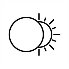 Solar eclipse Icon. Symbol isolated white background. vector illustration. color editable.
