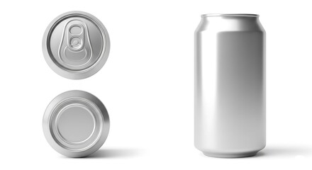 Generic Silver Aluminum Beverage Can Mockup - Multi-View Packaging - Product Design Template
