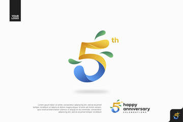 Number 5 logo icon design, 5th birthday logo number, anniversary 5