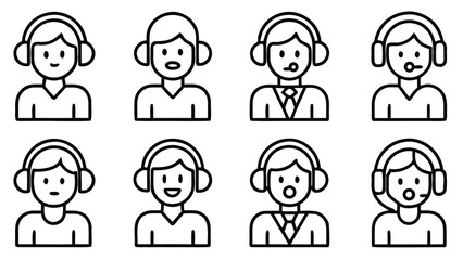 Collection of forty realistic black outline stroke icons for diverse design applications