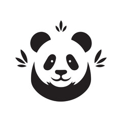 minimal panda vecto  silhouette r,  white background