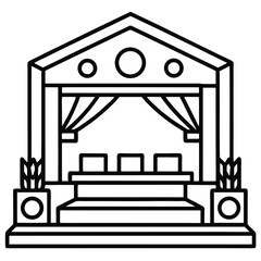 Stage with draped curtains and podium architecture performance