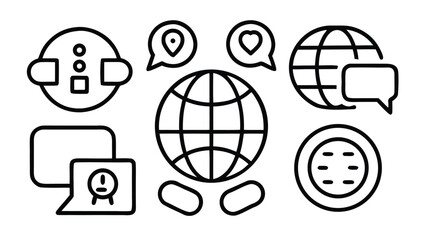 Collection of 40 diverse realistic black outline stroke icons for modern design projects