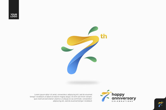 Number 7 logo icon design, 7th birthday logo number, anniversary 7