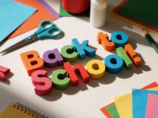 Colorful Back to School Letters and School Supplies