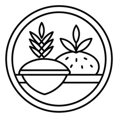 Stylized food items in circle beverage agriculture