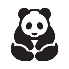 minimal panda vecto  silhouette r,  white background