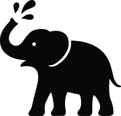 Silhouette stylized elephant squirting water cute animal vector Illustrator