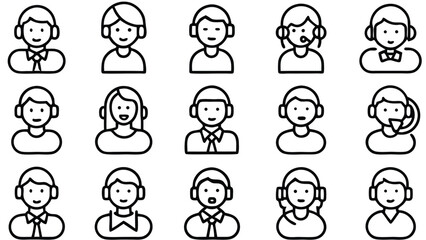 Collection of 40 realistic black outline stroke icons for diverse design applications