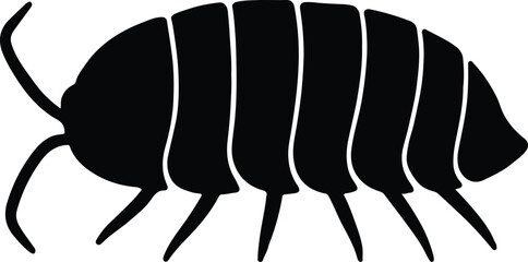 Silhouette woodlouse invertebrate simple minimalist insect vector Illustrator