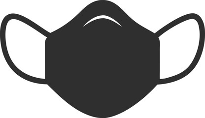 Dark Gray Medical Face Mask Icon on White Background