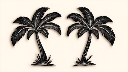 Obraz premium 双椰の影絵