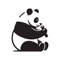 minimal panda vecto  silhouette r,  white background