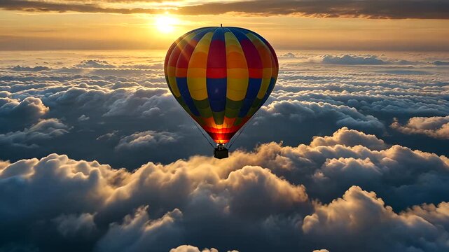 kolorowy balon na niebie, piękny krajobraz