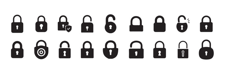 Lock icon collection set, locked icon symbol unlocked sign, security icon,  security, padlock, key, lock, safety, vector illustration eps 10.