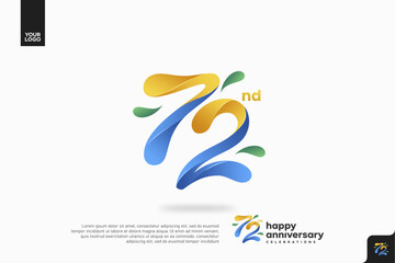 Number 72 logo icon design, 72nd birthday logo number, anniversary 72