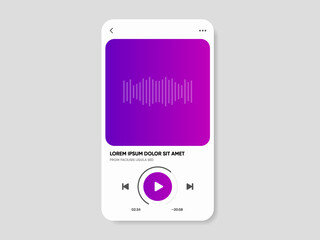 Media music player interface isolated on white background. Multimedia frame template. Mockup live stream window, player. Online broadcasting. Multimedia navigation and music application. © Carkhe