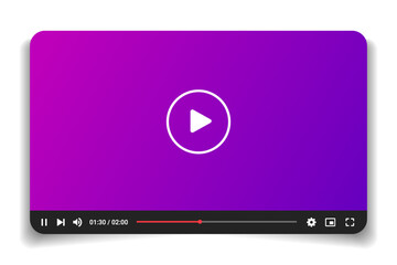 Social media video player screen template, mobile video player. Video player mockup, app, ui ux. Channel interface. Social media concept. Play button icon