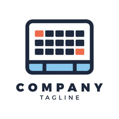 Modern keyboard logo vector for tech company, minimalist design for branding, startups, gadget brands, or computer hardware business, isolated on white background
