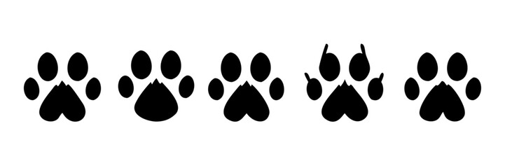 Dog or cat footprint vector icon illustration, animal paw print isolated on white background