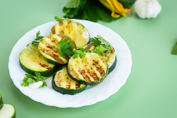 Isolated grilled zucchini slices for menu design