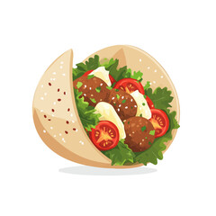 Flat 2D Falafel illustration, vector graphic in icon style, on white background
