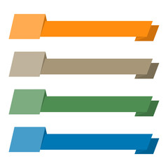 Obraz premium Flat Horizontal Ribbon Banners with Color Blocks for Number, Icon, or Category Tags – Editable Vector EPS Isolated on White