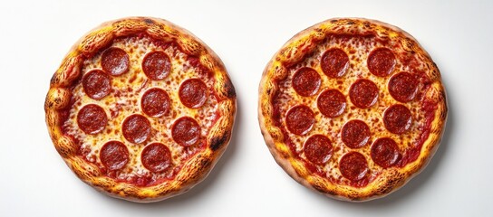 Delicious Pepperoni Pizza on White Background, Freshly Baked with Crispy Crust and Savory Toppings for Food Photography