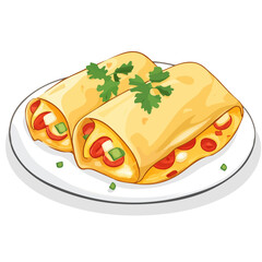 2D flat vector illustration of a Enchiladas in icon style, isolated on white background