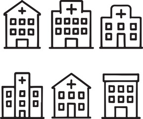 Fototapeta premium Hospital and Medical Clinic Building Vector Icons