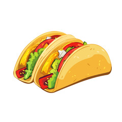 Flat 2D Fish Tacos illustration, vector graphic in icon style, on white background