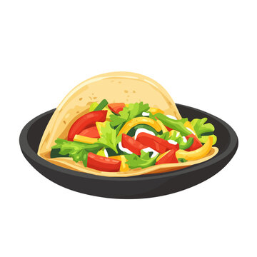 taco with vegetables on black plate clip art preview