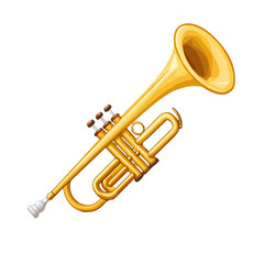 Obraz premium Minimal flat vector of a Jazz Trumpet, 2D icon-style illustration on white background