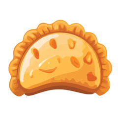 Minimal flat vector of a Empanada Gallega, 2D icon-style illustration on white background