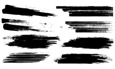 Creative black brush stroke vector art with abstract grunge texture, paint smear and ink splatter on white background, artistic graphic element for rough, messy, and scribbled artistic designs