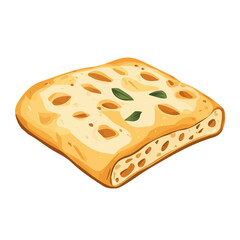 Focaccia, flat style 2D vector image, isolated on a white background